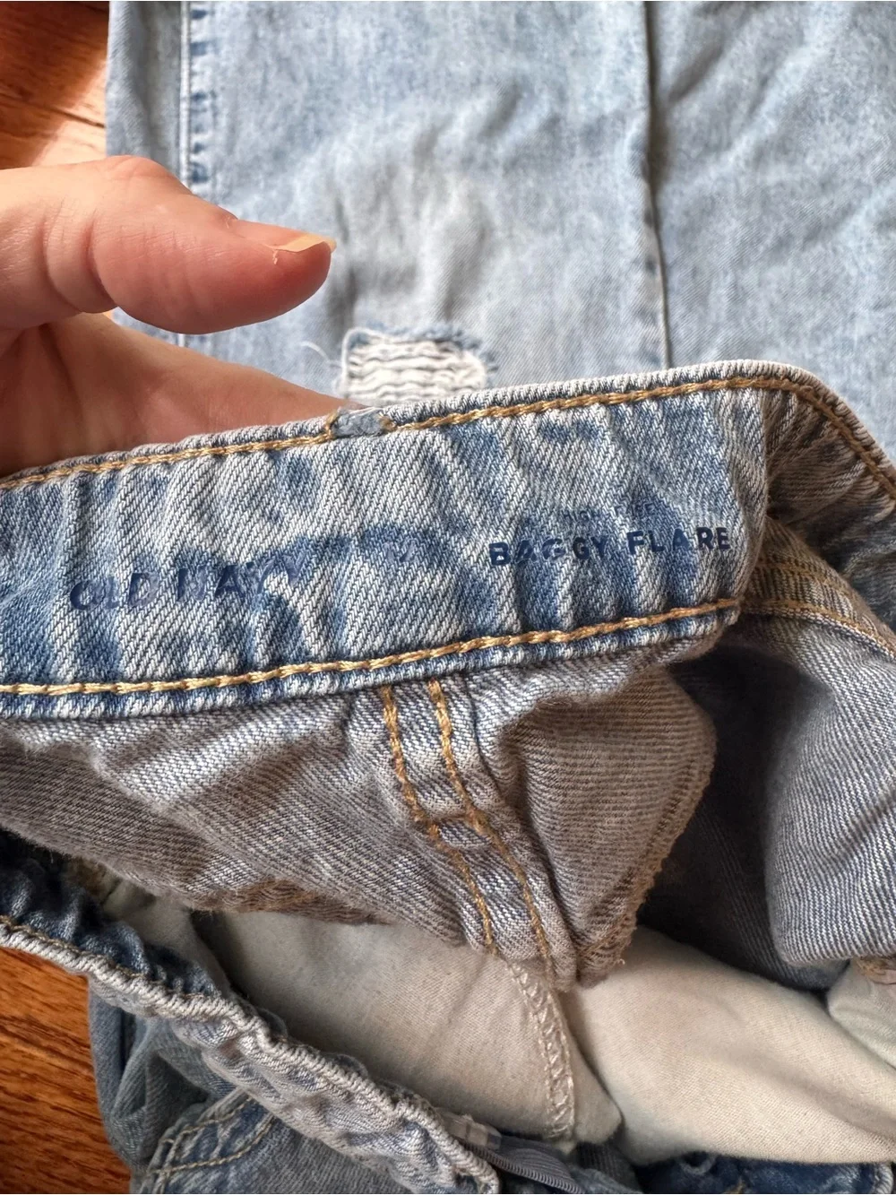 Old Navy Light Blue Flared Kids Jeans with Knee Rips
